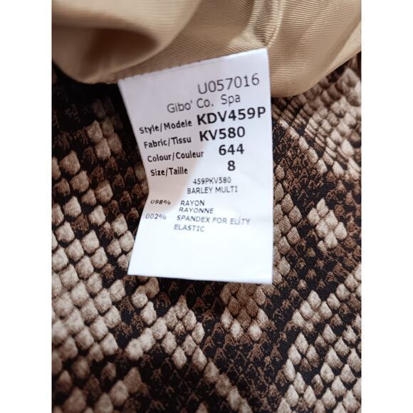 MICHAEL KORS COLLECTION‎ Dress Size 8 Snake Print Brown Gold Tan Made in Italy - Picture 5 of 6
